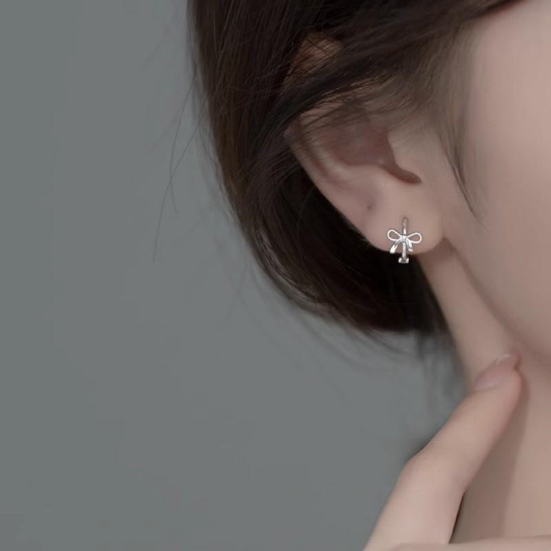 Boucles d'oreilles clous cœur nœud pour femmes Élégantes Boucles d'oreilles en cristal Accessoires de piercing Bijoux