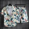 Herren Retro Blumen Kurzarm Hemd Set - Hainan Strandmode, Sanya & Hawaii Stil