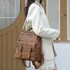 Vintage Women's Backpack PU Dual-purpose Shoulder Bag Large Capacity Commuter Backpack