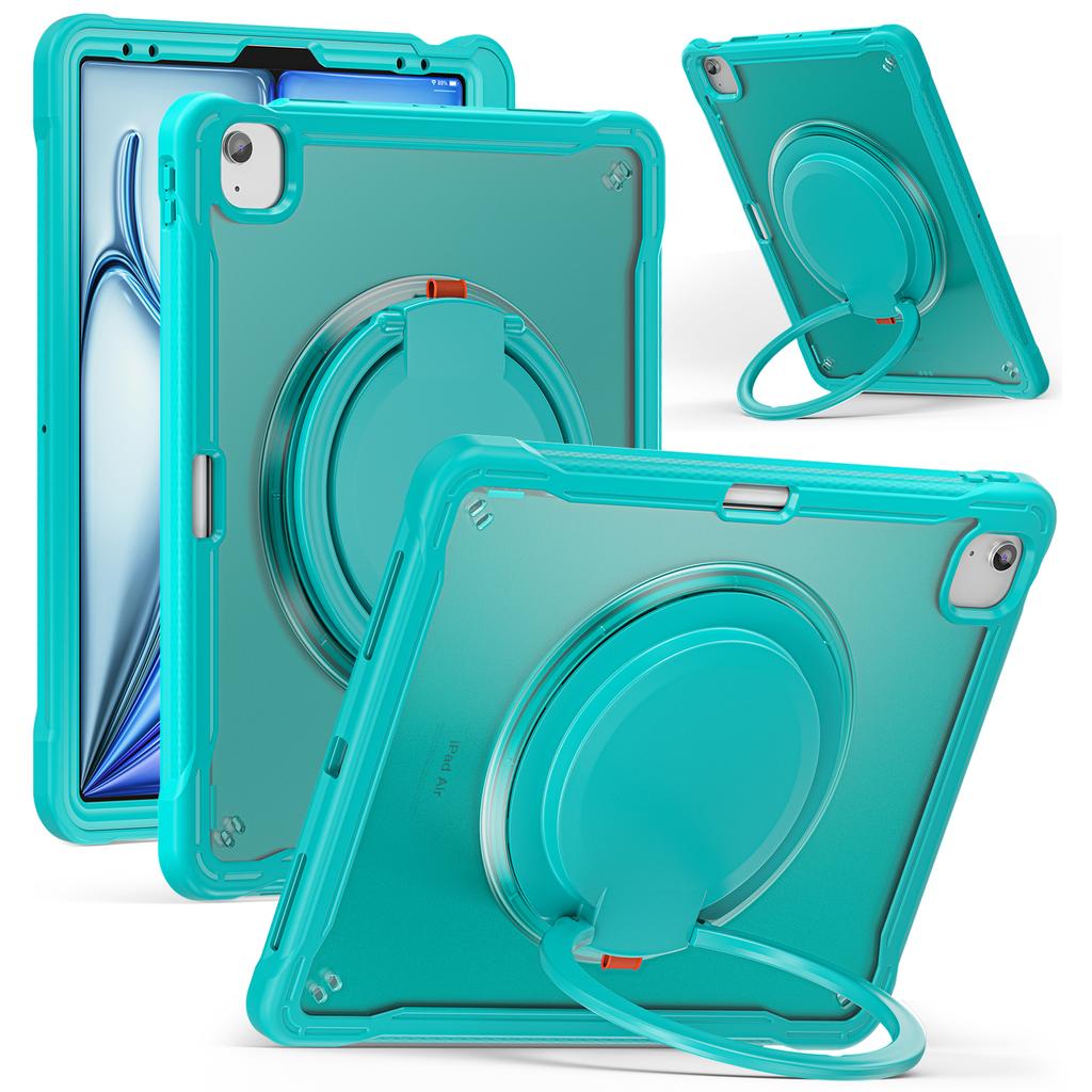 For iPad Air 13 (2025)/(2024)/Pro 12.9 (2022)/(2021)/(2020)/(2018) Case Rotary Kickstand PC+TPU+Silicone Tablet Cover