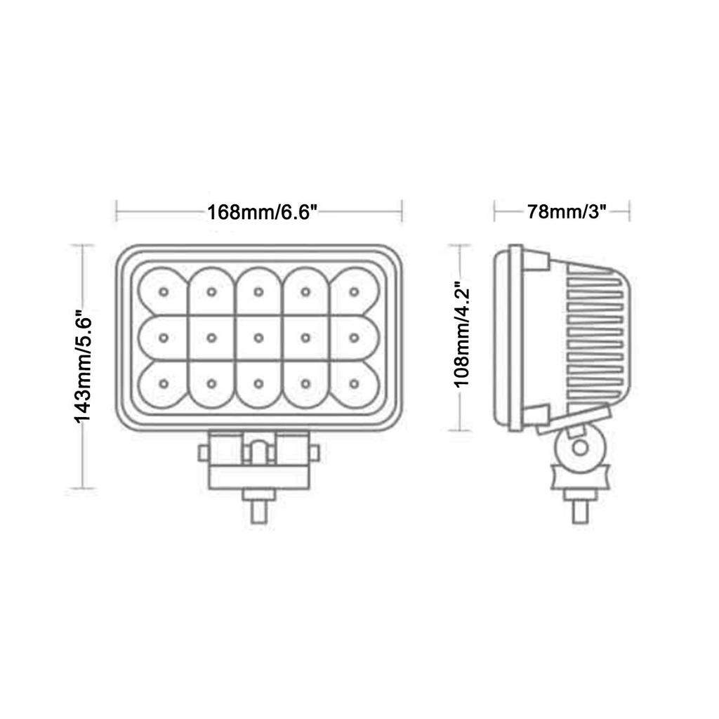 Lightronic Trailer Work 45W 6000K White Motorcycle Auxiliary Fishing Car Exterior Light with H4 IP68 Suitable for Farm and Camping 2-Pack Lights,