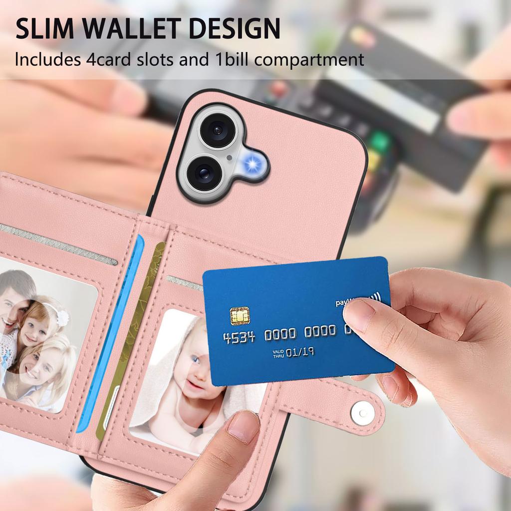 For iPhone 17 Case RFID Blocking Card Holder Kickstand TPU + PU Leather Phone Back Cover