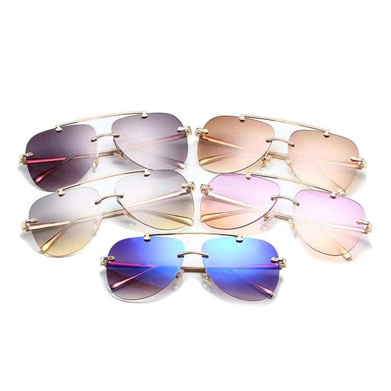 New Borderless Oval Form Sunglasses Women's Brand Designer Metal Sun Glasses Women Outdoor Travel Eyewear UV400