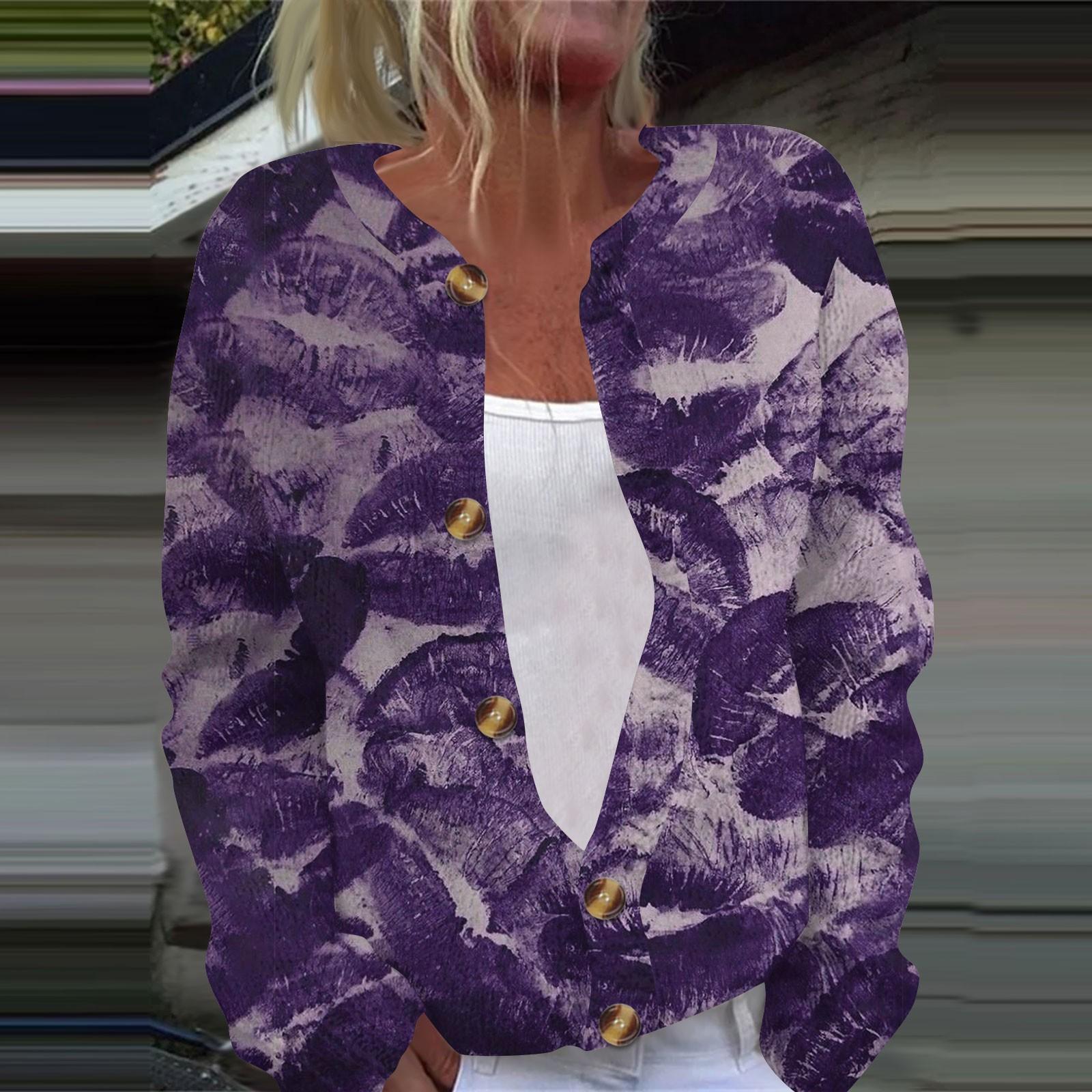 

Женская повседневная мода с принтом, длинный рукав, кардиган, куртка на пуговицах XL