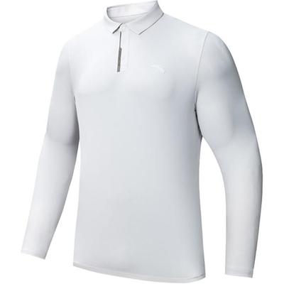 Comfortable Breathable Solid Color Versatile Casual Long Sleeve Polo Shirt Men Tops Cloud-Gray 152437405-1