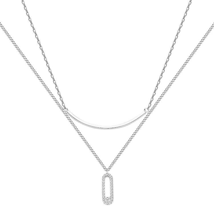 925 Silver-Plated Layered Summer Necklace - Minimalist & Versatile Clavicle Chain for Women (2021 Design)