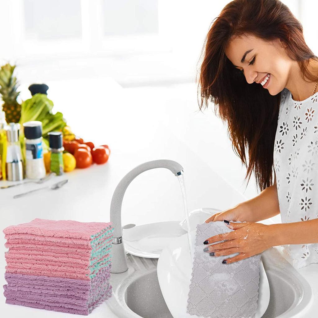 Microfiber Cleaning Cloth- Kitchen Towels-Double-Sided Microfiber Towel