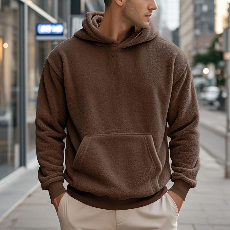 Men S Fleece Hooded Pullover Sweatshirt Winter Casual Wear
