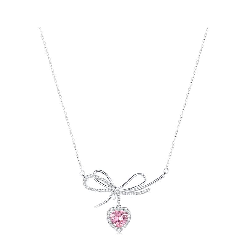 Barbie necklace Bow Love Pink Zirconium Dream Pendant Sweet and Elegant Lucky Clavicle Chain Ins Style Simple Cute Sparkling Versatile TX2407038A