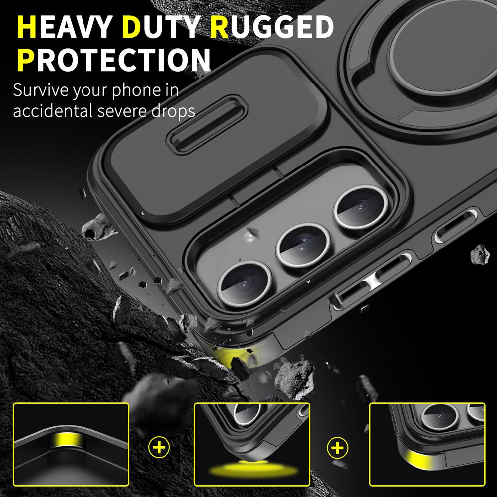 Magnetic Phone Case For Samsung Galaxy A55 A56 A36 A26 A54 A14 A35 A25 A15 A16 5G Folding Bracket Slide Camera Protection Cover