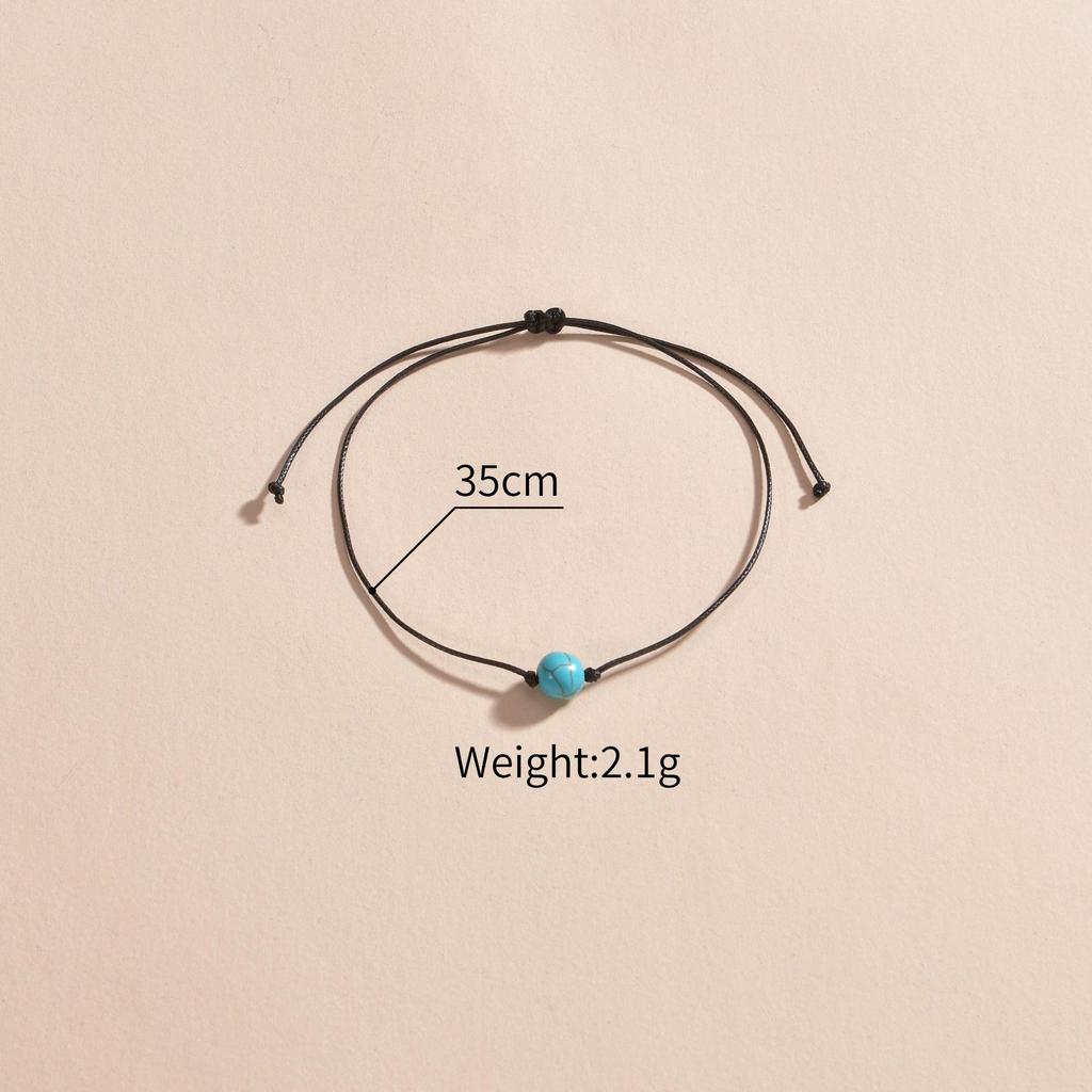 Turquoise Bohemian Waterproof Braided Anklet, Adjustable & Unisex