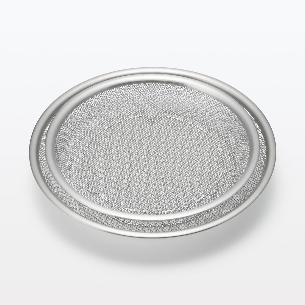 MUJI Stainless Steel Flat Diameter x Height cm 12828907 Colander, Large, Approx. 22.5 3.5