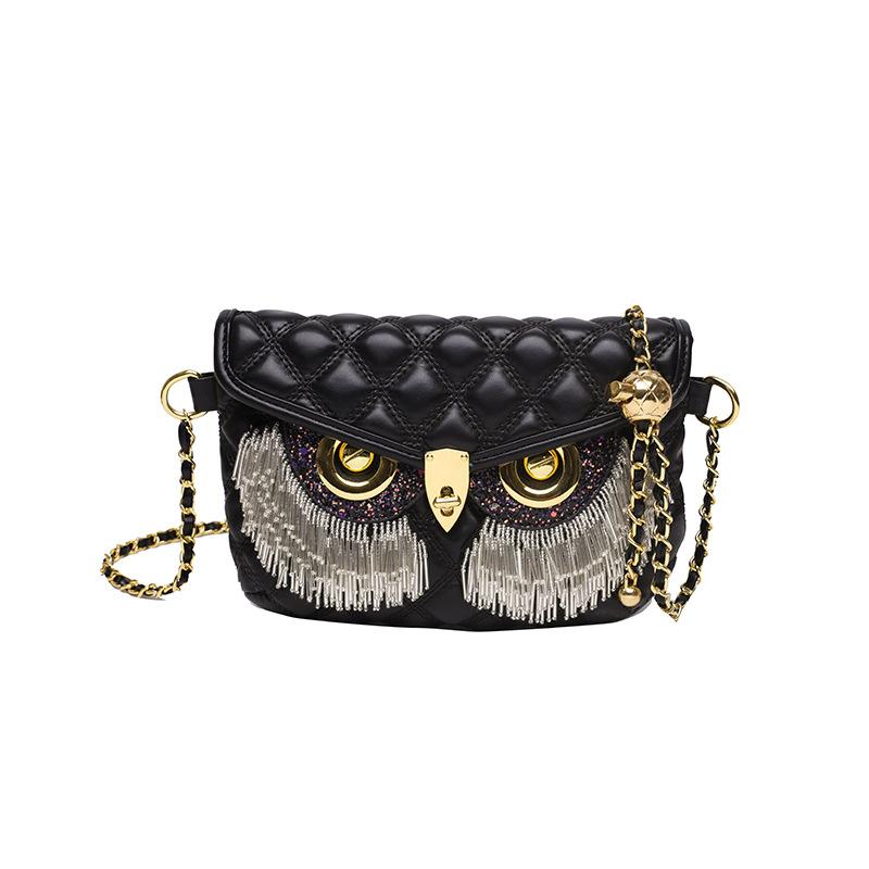 Personalized Fringed Owl Bag Women's 2025 New European and American Fashion Rhinestone Small Fragrant Style Diamond Shoulder Small Square Bag