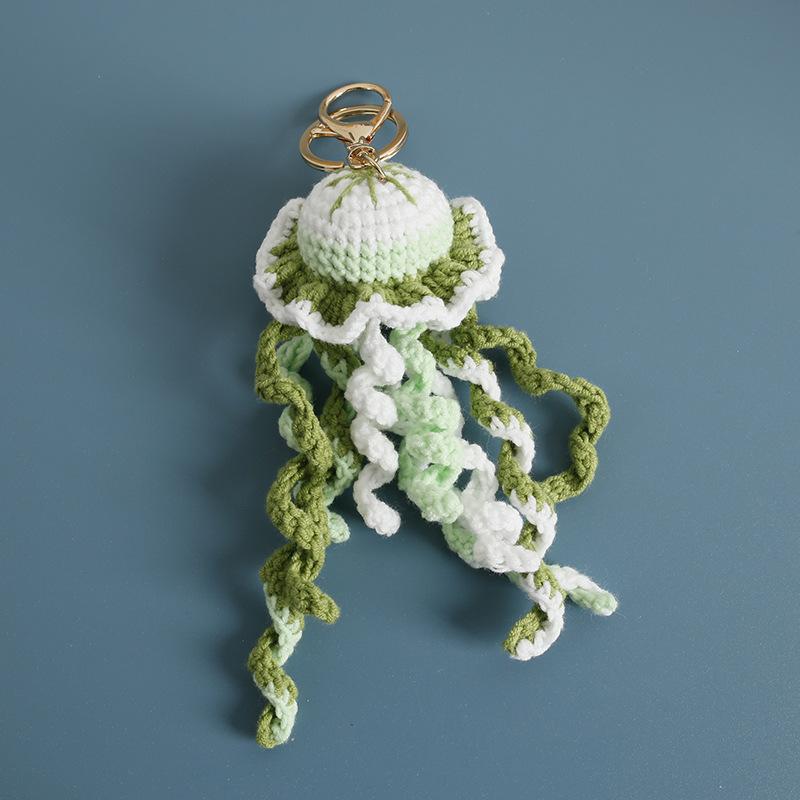 Handmaking Crochet Jellyfish Keychain Pendant Creative Ocean Series Crochet Keychain Knitted Cute Clown Fish Keyrings Wholesale