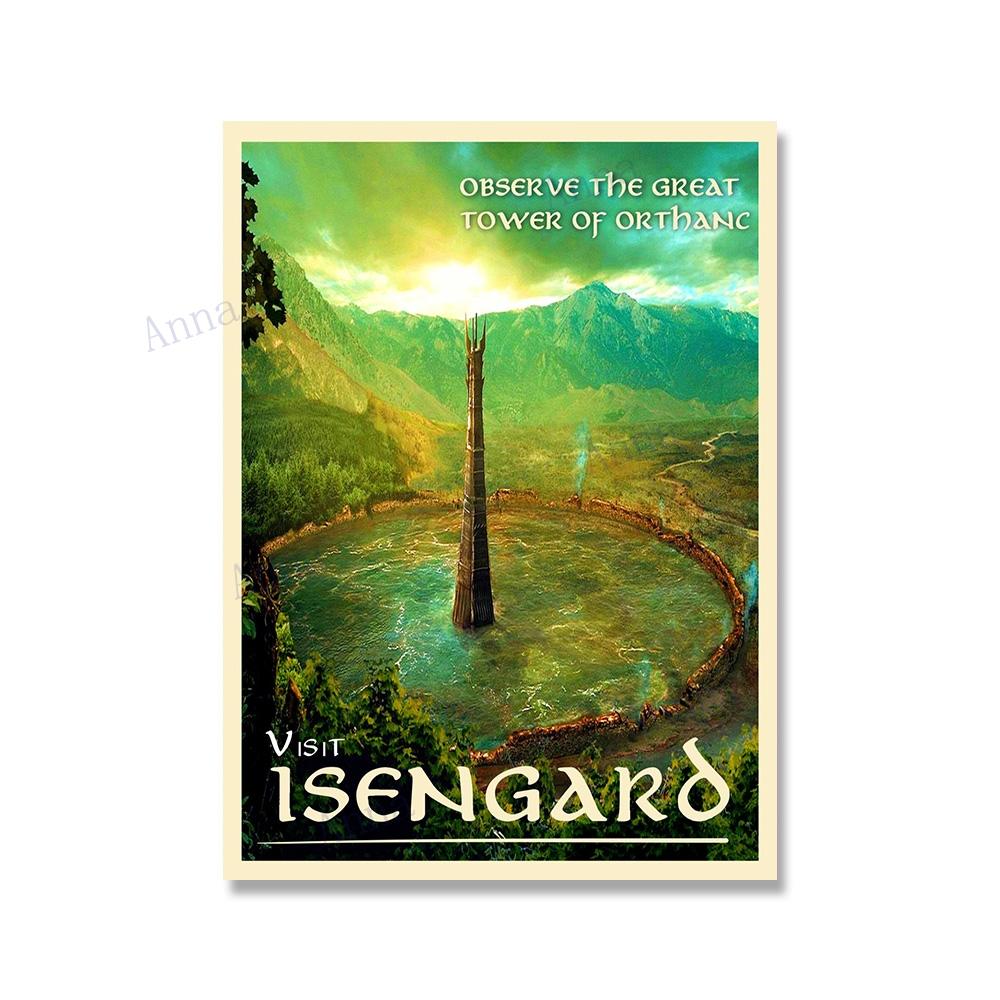 Canvas Painting Nordic Vintage Travel Poster and Prints Tolkien Middle Earth Landscape LOTR Art Wall Pictures Living Room Decor No Frame
