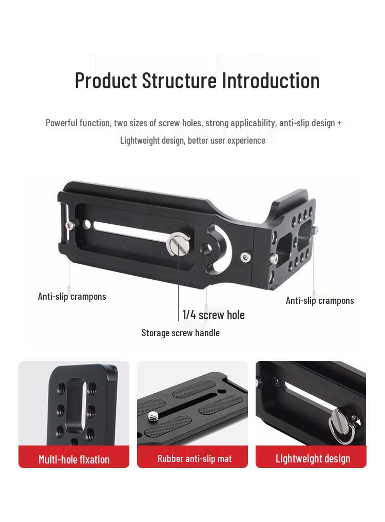 Universal Aluminum L-Shaped Quick Release Plate Stabilizer for Horizontal/Vertical Tripod Heads - Fits Mirrorless & DSLR Cameras