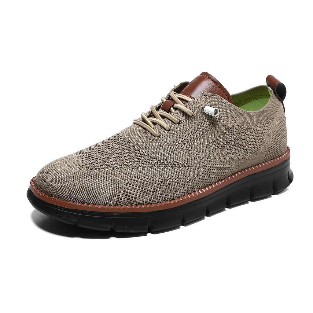 Lightweight Lace-Up Casual Men's Shoes Breathable Flying Loafers Men's Large Size Versatile Business Mesh Light Comfortable