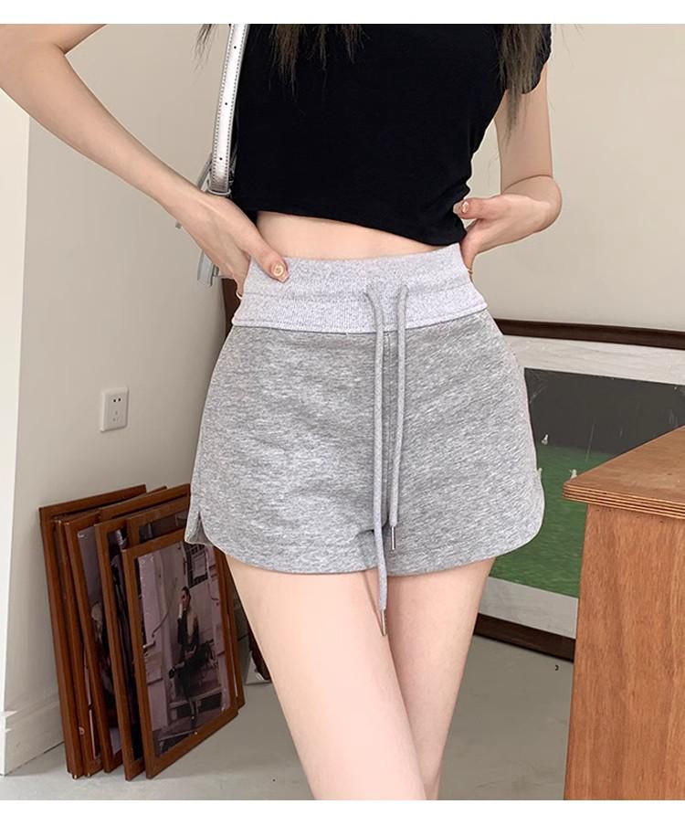 

Женские летние серые брюки А-силуэта с высокой посадкой, широкими штанинами и кулиской, стройнящие M серый