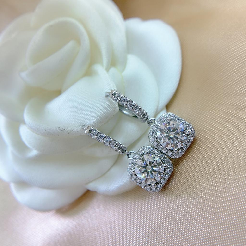 Pendientes de Moissanita de 2,0 quilates para Mujer Tachuelas de Diamante Cultivado en Laboratorio Plata de Ley 925 Joyería Fina Regalo