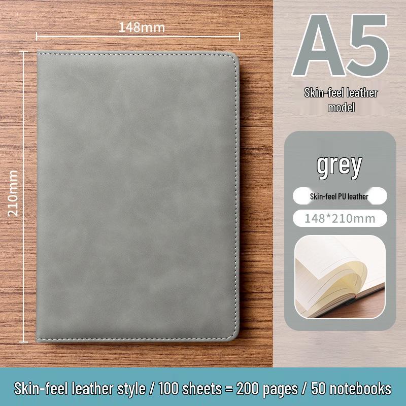 A5 Soft Leather Suede Notebook with Custom Logo - Simple B5 Business Meeting Journal, Large Thick Diary