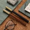 Retro Sandalwood & Brass Fountain Pen - Dark Nib, Calligraphy Practice, Engraved Logo