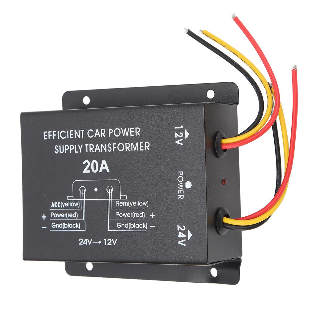 Car Electric Converter 20A 24V To 12V DC Electric Power Transformer Adapter for Walkie Talkie Car Display Truck Bus