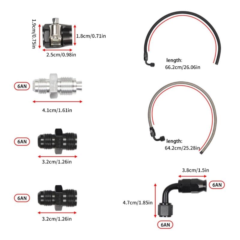 25inch 6AN Power Steering Hose Assembly For C10 Trucks Aluminum High Pressure Easy to Use Accessories