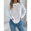 European American Style Solid Plaid Long Sleeve Pullover Sweater Women