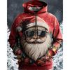 Christmas Men's Graphic Santa Claus Fashion Streetwear Hooded Outdoor Vacation Going out Black Red Pocket Print Fall Winter