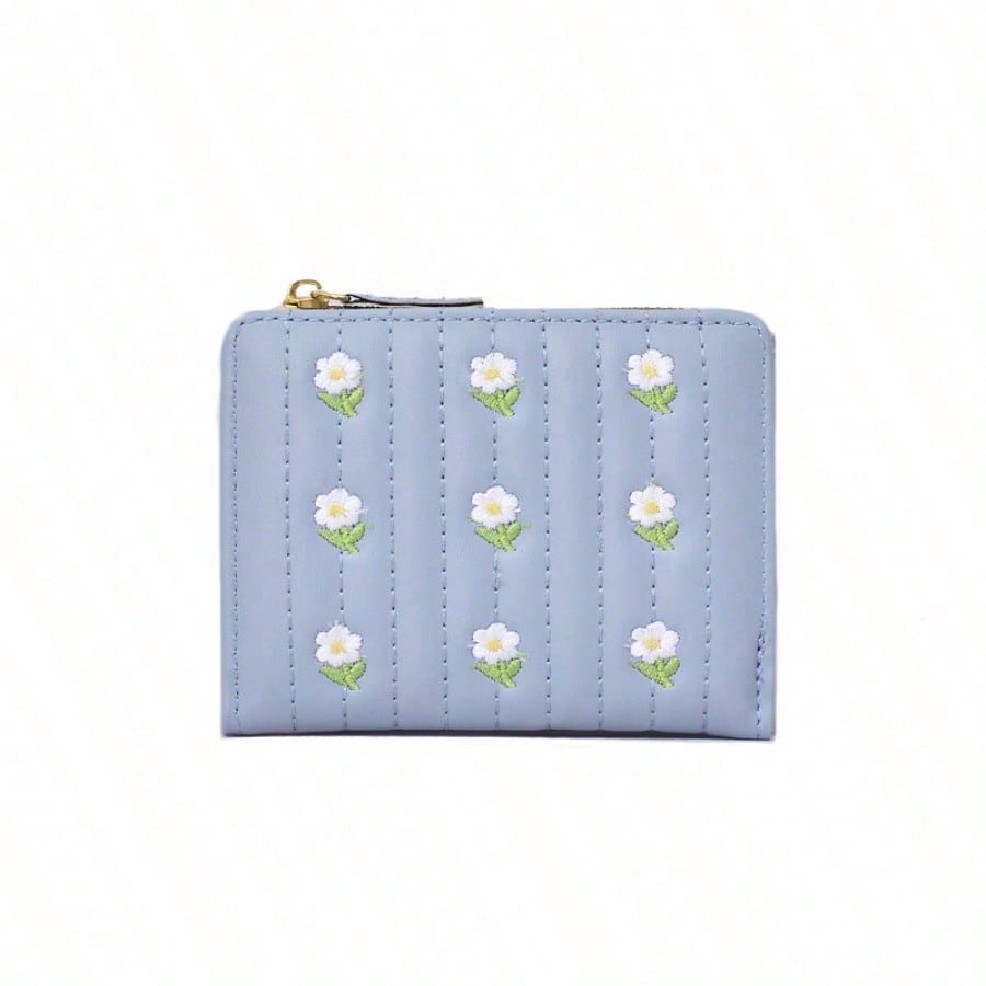 Fashion new Korean version cute embroidered women simple short change multi-functional wallet