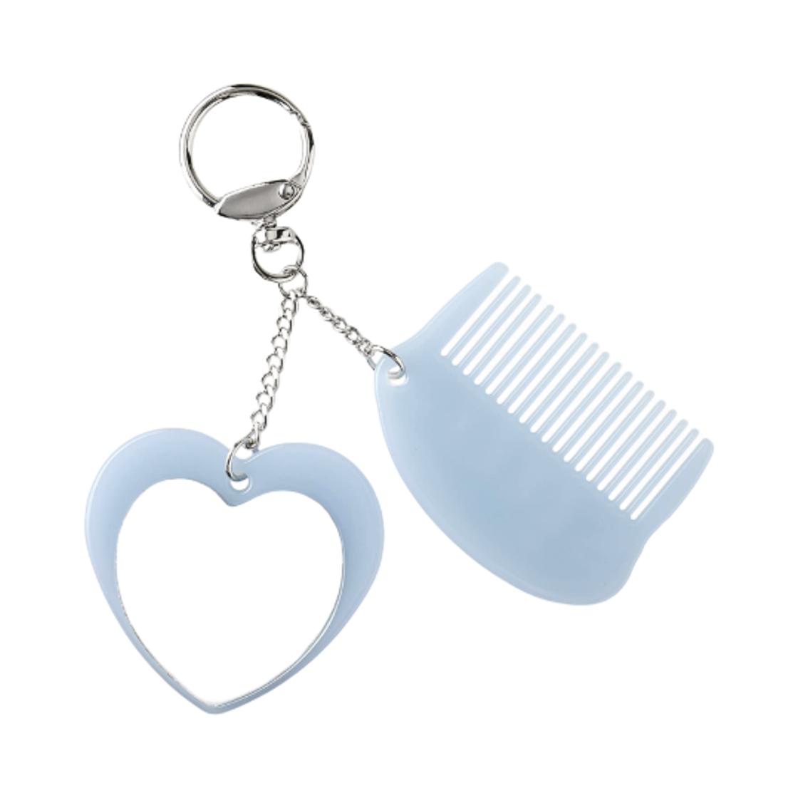 Women s Emis Comb & Hand Mirror Keyring Pastel Blue ONE SIZE