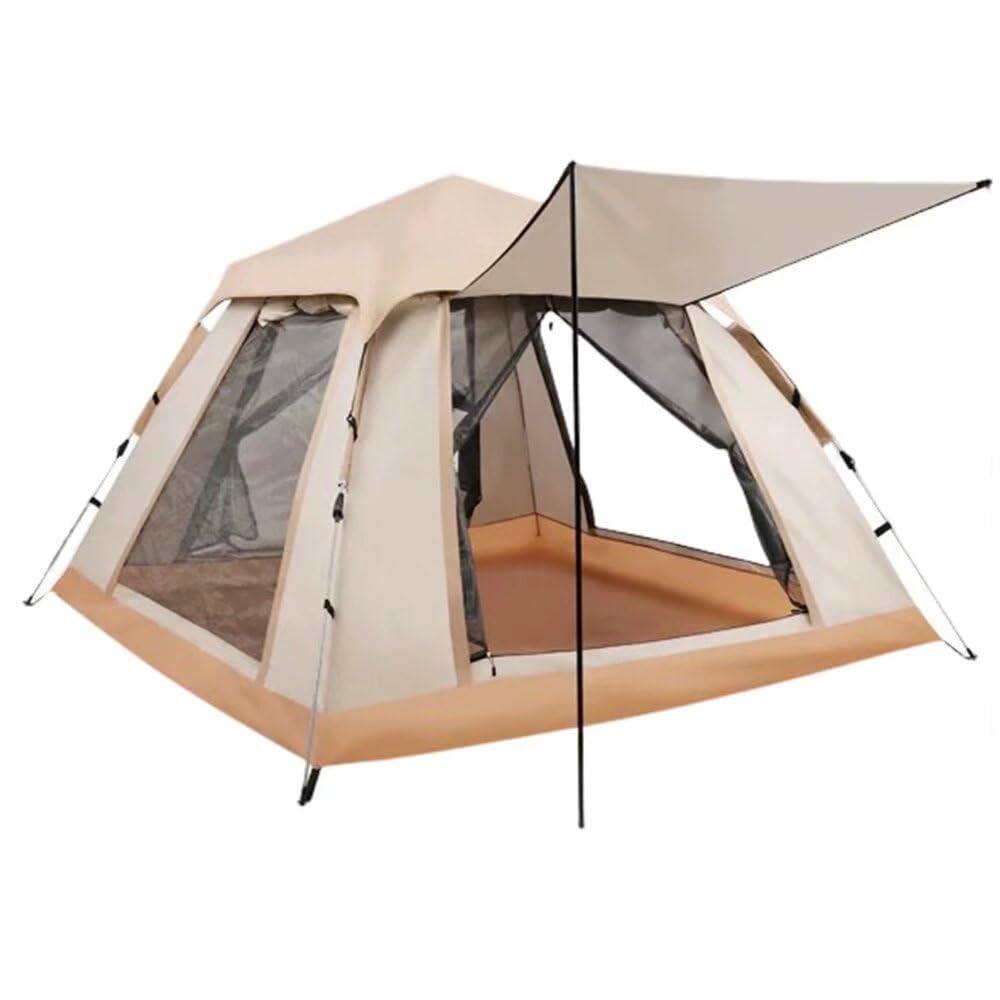 Aasnsn Tenda a Telaio per Campeggio Facile UV Piegatura Rapida Eccellente Ciliegio Disastro Montagna Borsa Portaoggetti Beige One-Touch 3-4 Persone, Tenda, Pop-Up