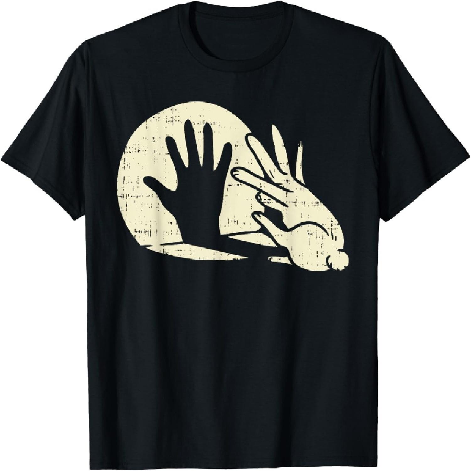 Funny Rabbit Shirt Animal Bunny Lover Shadow Play Pun Gift T-Shirt S