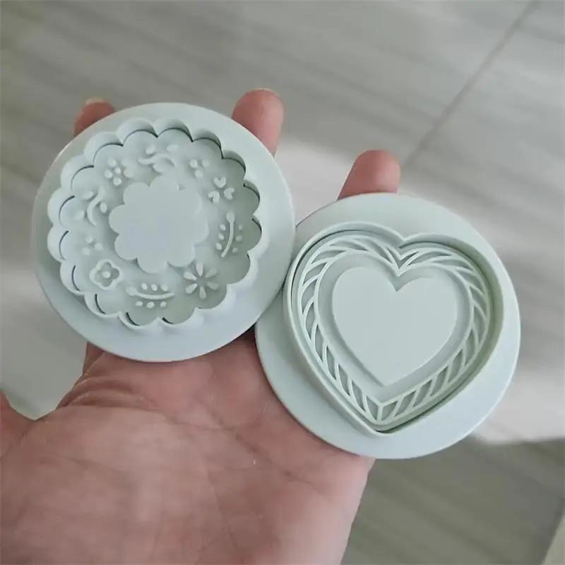 Nový džemový sendvič Květiny Vykrajovátka na cukroví 3D Forma na vánoční sušenky Lisovací razítko na fondán Novoroční dekorace na dort Potřeby na pečení