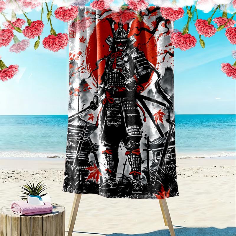 Toalla de Playa con Estampado de Samurái Japonés, Toalla Grande Suave de Secado Rápido para Playa, Camping, Natación