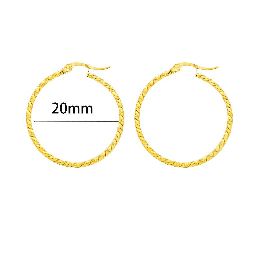 Titanium Steel K Furnace Real Gold Electroplating Thick Round Twist Circle Earrings Light Luxury Personality Temperament Versatile Ear Buckle Earrings