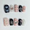 10Pcs Handmade Blue Star Diamond Short Square Press On Nails Full Cover Ballet False Nails With Glue