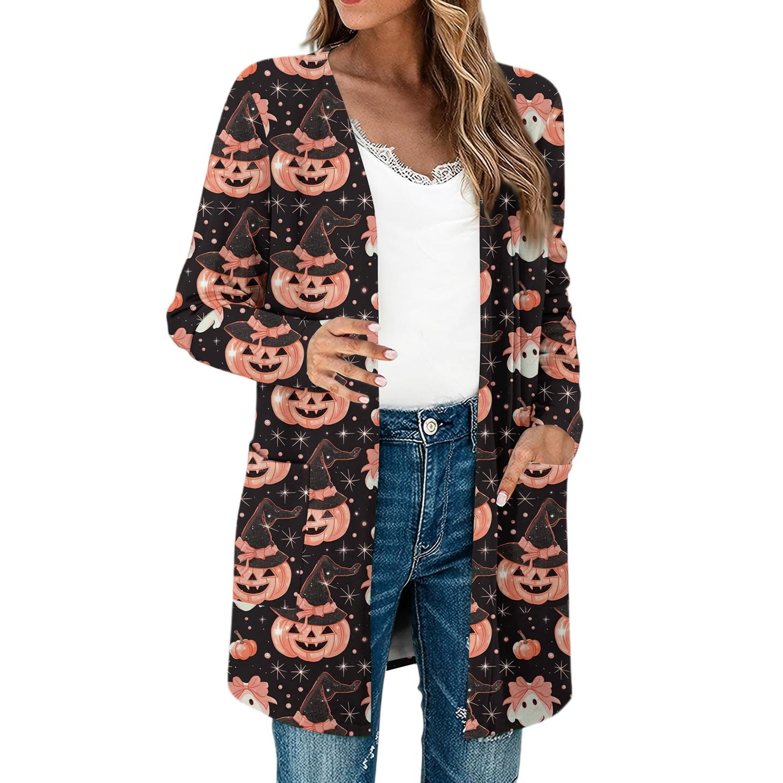 

Women s Lightweight Long Sleeve Open Front Cardigans Long Sleeve Lightweight Vintage Printed Coat With Pockets XXL помаранчевий