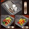 Large Capacity Kitchen Sink Dish Drainer Rustproof Layer Fruit Vegetable Drain Basket  Dish Drying
