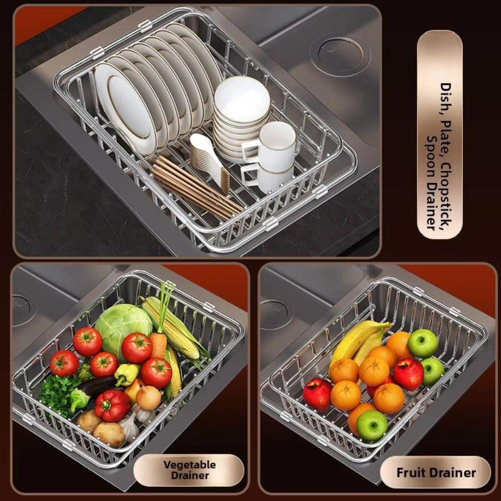 Large Capacity Stainless Steel Dish Drying Rack Dishes Draining Storage Rack  Fruit Washing