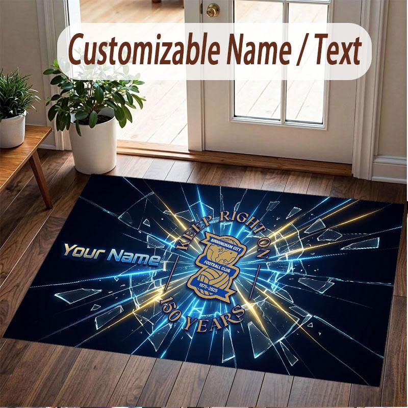 Custom Rug BIRMINGHAM CITY Pattern Print Name Text Soft Non‑Slip Floor Carpet for Home Indoor Decoration