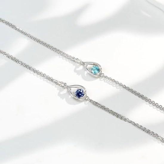 FH.bird September birthstone bracelet women Eternal Love Silver 925 metal allergy compatible double chain adjustable length