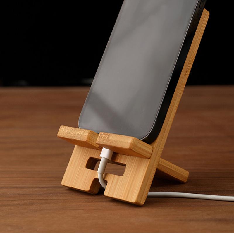 Wooden Mobile Phone Holder Phone Charging Stand Minimalist Style Portable Cell Phone Holder Tablet Desktop Bracket
