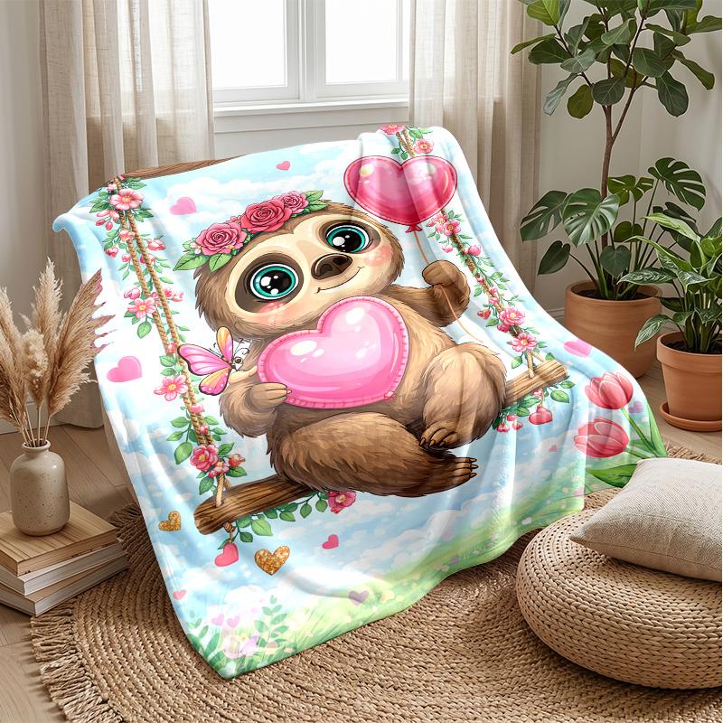 Cute Safari Animals Together blanket Personalized Name Flannel Blanket Soft Cozy Plush Throw for Sofa Bed Lightweight Home Decor