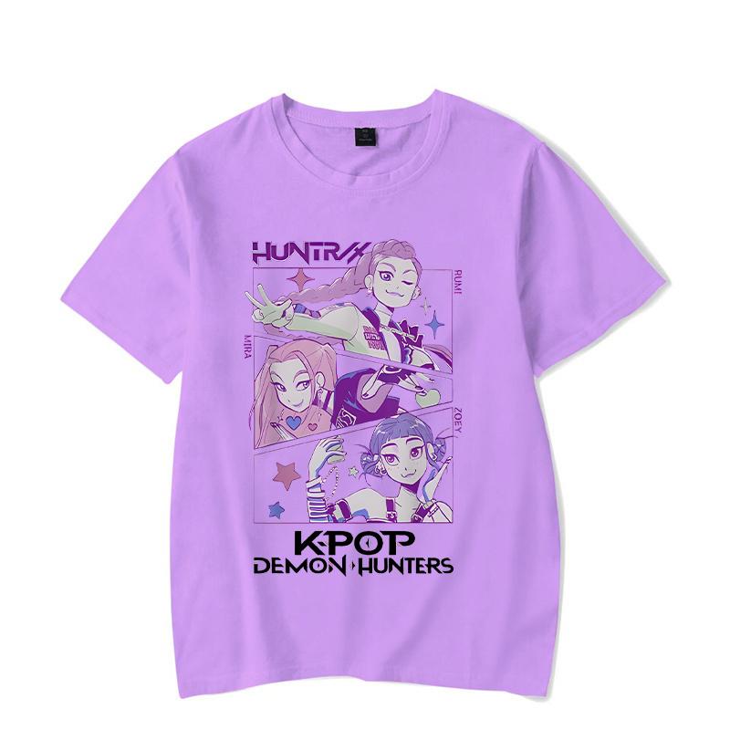 Women Crewneck Tshirt KPop Demon Hunters Graphic Rumi Tees Men Women Korean Anime Y2K Tops Funny KPop Demon Hunters Tshirts