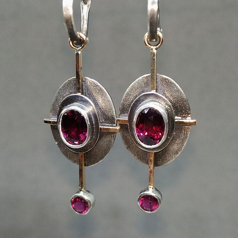 Vintage Red Crystal Pendant Earrings Oval Earrings розы красного