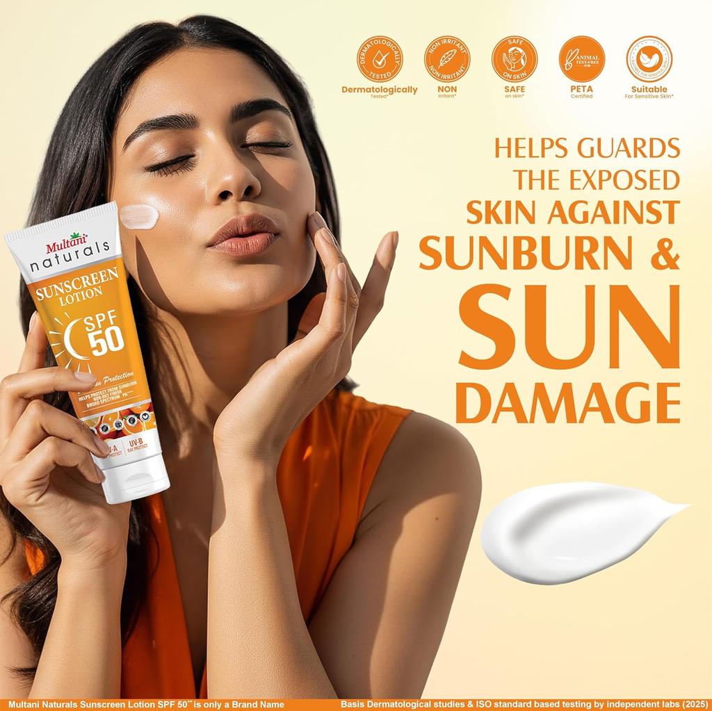 Multani Sunscreen SPF 50 PA++++ Lightweight Non Greasy No White Cast Broad Spectrum UVA UVB Protection 100 ml Pack of 1