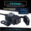 Slim Waist Dual-Port 12V USB Charger with Rearview Mirror & Handlebar Mount for Motorcycles