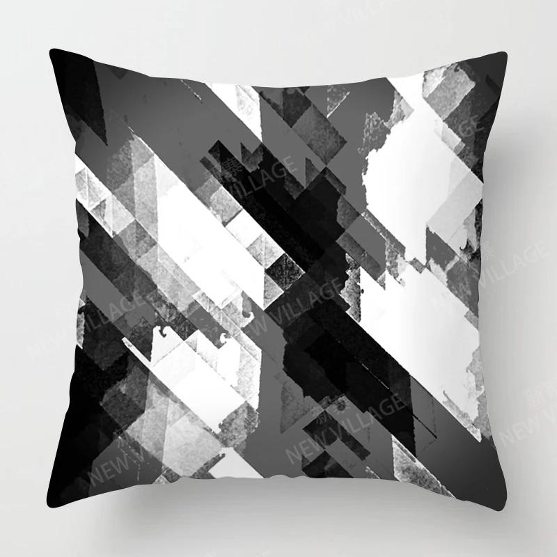 Modern Gray Black Abstract Geometric Cushion Cover Home Decor Pillow Cover Sofa Throw Pillow Cover