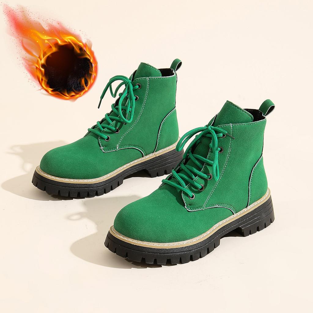 Жіночі черевики Мартінс на платформі зі збільшеною шириною, Анкель-боти в британському стилі на масивному підборі, Багатоколірні універсальні зимові черевички